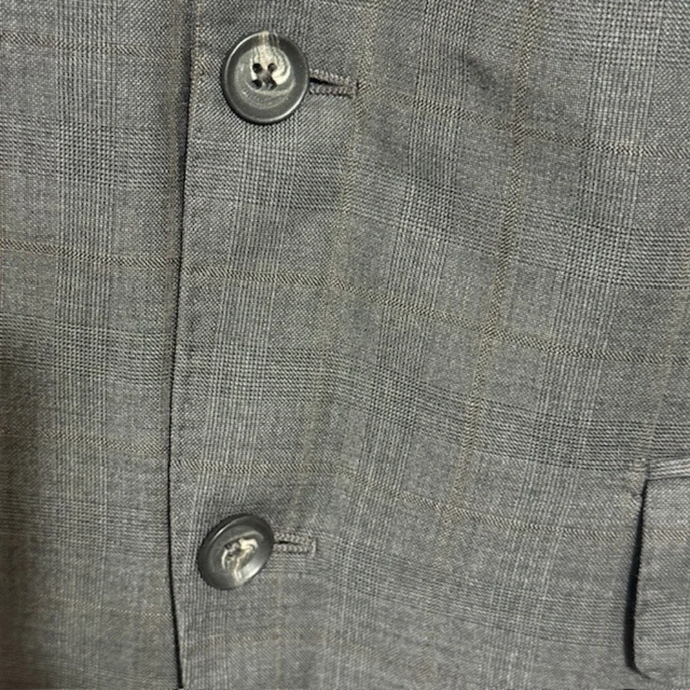 Vintage‎ Valentino Mens Gray Virgin Wool Cashmere Glen Plaid Blazer Sport Coat